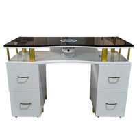 Ensemble table et chaise de manucure personnalisable en cuir véritable, style luxe léger et tendance, station double pour deux personnes, économique
