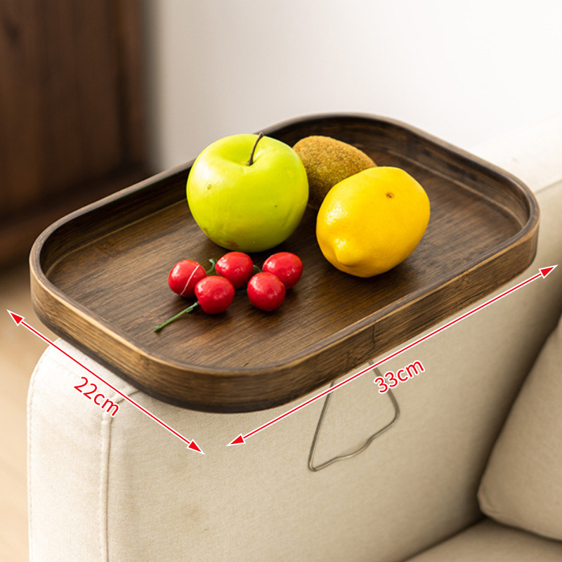 Rounded rectangular sofa tray (stainless steel handle)