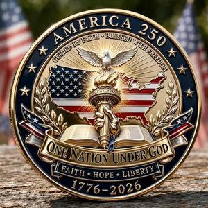 Moneta Commemorativa 250° Anniversario con Mano che Prega <span class=keywords><strong>e</strong></span> Colomba della <span class=keywords><strong>Pace</strong></span>, Medaglia Commemorativa con Rilievo 3D - Product Image 3