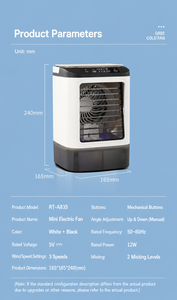 Mini Enfriador de Aire Recargable de 12W, 3 Velocidades, Evaporativo, 2 Niveles de Nebulización, Ventilador Personal Portátil de Escritorio, Alimentado por USB, con Luz, para Auto - Product Image 4