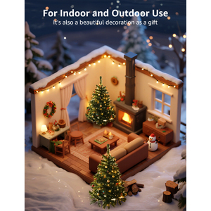 Aigostar 108 LED 1.8m luci dell'albero di Natale IP44 impermeabile a forma di fiocco di neve bianco caldo con 8 modalità - Product Image 6