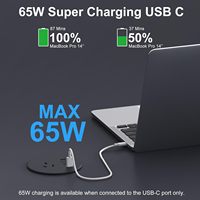 Prise de bureau encastrée ronde 3 pouces avec 65W 2USB-C 2USB-A / Prise USB ronde pour mobilier de bureau (norme AU)