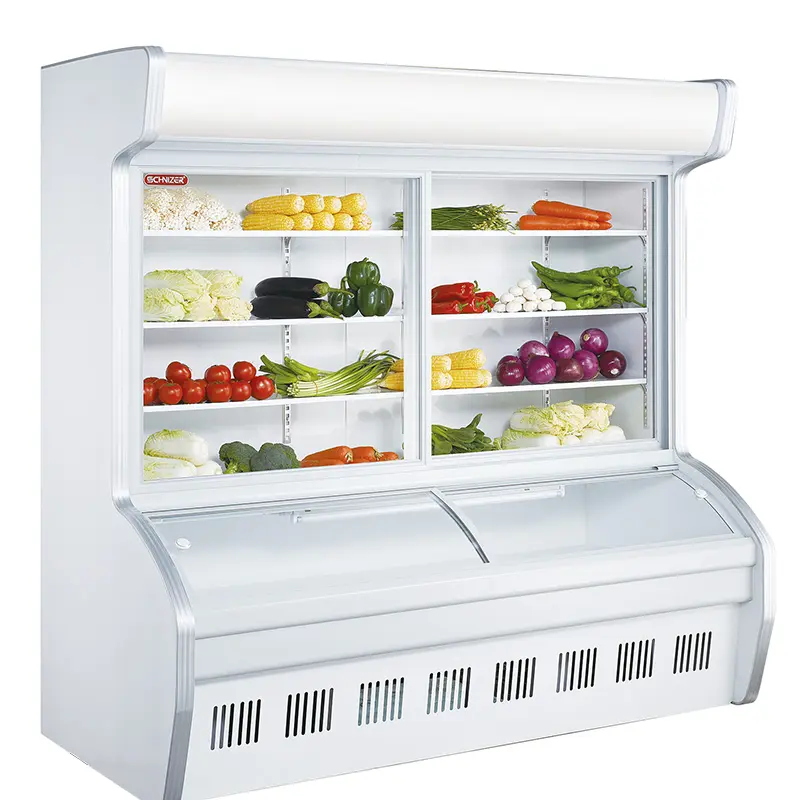 Supermarché commercial stockage à froid porte en verre fruits légumes vitrine congélateur réfrigérateur refroidisseur
