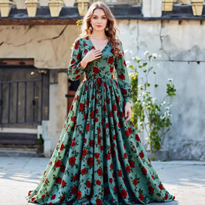 Vestido Maxi Retro con Estampado Floral, Cuello en V y Tirantes Finos para Mujer, Cintura Natural, Cómodo, Elegante y Estilizador - Product Image 3