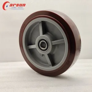CARSUN 8英寸红色聚氨酯车轮200毫米重型聚氨酯车轮脚轮，带轴承