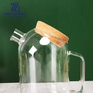 800ML 1000ML 2000ML Jarra de tetera de vidrio resistente al calor de alto borosilicato con tapa de corcho de roble Jarra para beber agua - Product Image 4