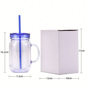 20oz đôi tường Acrylic Mason Jar pre-khoan tuyết Globe Tumbler tùy chỉnh DIY cá nhân ly nhựa cho UV dtf long lanh - Product Image 5