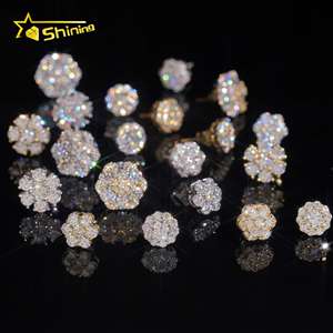 USA Warehouse Local Shipping Flower Cluster Screw <strong>Back</strong> Stud <strong>Earring</strong> S925 Gold Plated Pass Diamond Test Moissanite <strong>Earring</strong> - Product Image 6