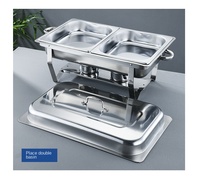 Réchaud de buffet rectangulaire en acier inoxydable 410 écologique à chauffage à l'alcool, avec couvercle, pour maintien au chaud des aliments