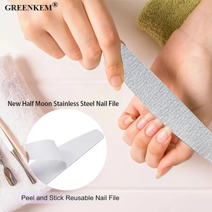 La nueva tira de lima de uñas de acero inoxidable Half Moon se puede rasgar y reemplazar el papel de lija profesional de lima de uñas de Metal - Product Image 2