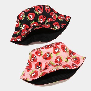 Sombrero de Pescador Reversible con Estampado de Frutas de Dibujos Animados, Personalizado, 100% Poliéster, para Exteriores, Casual, 2026 - Product Image 1