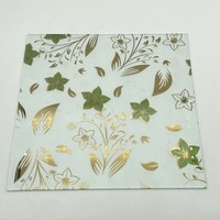 Dekorasi dinding kaca dekorasi, Solid lapis Titanium emas desain bunga es noda untuk kamar mandi dapur kamar tidur