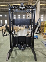 Machine Smith à contrepoids tout-en-un avec cadre métallique |   Appareil combiné Lat Pulldown et Rameur Basse 1:1 2:1 avec pile de poids de 90 kg