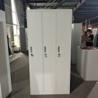 Lemari Loker Baja KD 3 Pintu, Lemari Penyimpanan Logam untuk Kantor, Pabrik, Sekolah, Gym, Rumah Sakit