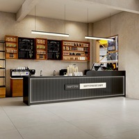 Comptoir de réception en bois brillant personnalisé, résistant aux taches, éco-responsable, durable, éclairé par LED, moderne et mobile pour café