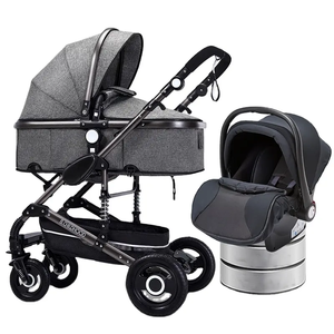 Cochecito de Bebé 3 en 1 Plegable, Multifuncional, para Recién Nacidos y Niños Pequeños, Moderno, Ligero, con Estructura de Acero con Alto Contenido de Carbono y Lino - Product Image 4