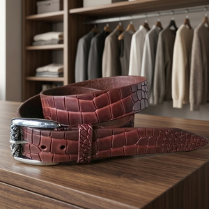 Ceintures décontractées pour hommes avec boucle tête de mort en acier massif, légères, idées cadeaux pour anniversaire, en cuir véritable personnalisé et tendance - Product Image 1