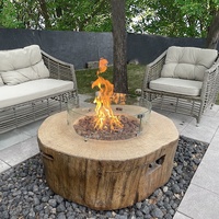 Table de feu au gaz naturel 65K BTU - Bac à feu extérieur portable en béton moderne pour terrasse et jardin