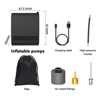 Pompe à air électrique portable noire, mini-compresseur à gonflage rapide pour ballons et pneus, conception monocylindre