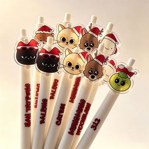 Custom Transparent Orange Acrylic Plastic Pen Cartoon Characters 0.7mm <b>Gel</b> Ballpoint Blue Black Ink Durable Soft PVC Promotion - Product Image 3