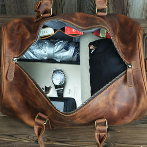 Sac de voyage pour homme en cuir Crazy Horse rétro Andong, en cuir de vache véritable, grande capacité, sac à chaussures, sac de sport, sac bandoulière, sac de voyage - Product Image 4