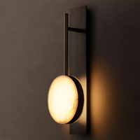 Applique murale en albâtre, design moderne, disque vertical, doré, pour salle de bain, chambre, chevet, couloir, hôtel, fournisseur d'éclairage OEM
