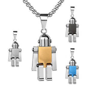 Robot Hip Hop sans ternissement pendentif en acier inoxydable plaqué or 18 carats colliers de bijoux de mode étanches pour femmes hommes hommes - Product Image 1