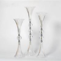 Vase trompette transparent en acrylique, centre de table pour fleurs, support de fleurs, accessoires de décoration pour mariage, maison, fête
