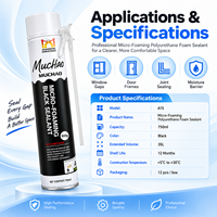 Scellant en mousse PU micro-moussante noire haute densité MUCHAO A15 750 ml pour l'étanchéité des joints de construction, les projets d'isolation des fenêtres et des portes