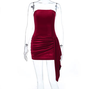 Vestido de Noche Sexy sin Tirantes de <span class=keywords><strong>Terciopelo</strong></span> Antiestático para <span class=keywords><strong>Mujer</strong></span>, Estilo Europeo Americano 2025, Nuevo Estilo Otoñal, Elegante, Ajustado, Corto - Product Image 6