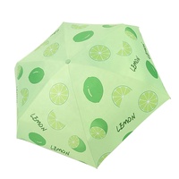 Groothandel handmatige pongee UV-beschermende zakformaat draagbare fruitprint mini harde hoes 5-voudige paraplu met logo opdruk