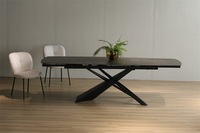 Table à manger moderne personnalisée, luxe léger, pieds en métal, verre trempé, pliable, 4 places, pour hôtel, appartement, salle à manger, meubles