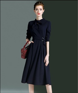 Abito da camicia da donna Casual Casual a maniche lunghe monopetto in tinta unita <span class=keywords><strong>al</strong></span> <span class=keywords><strong>ginocchio</strong></span> di fascia alta - Product Image 3