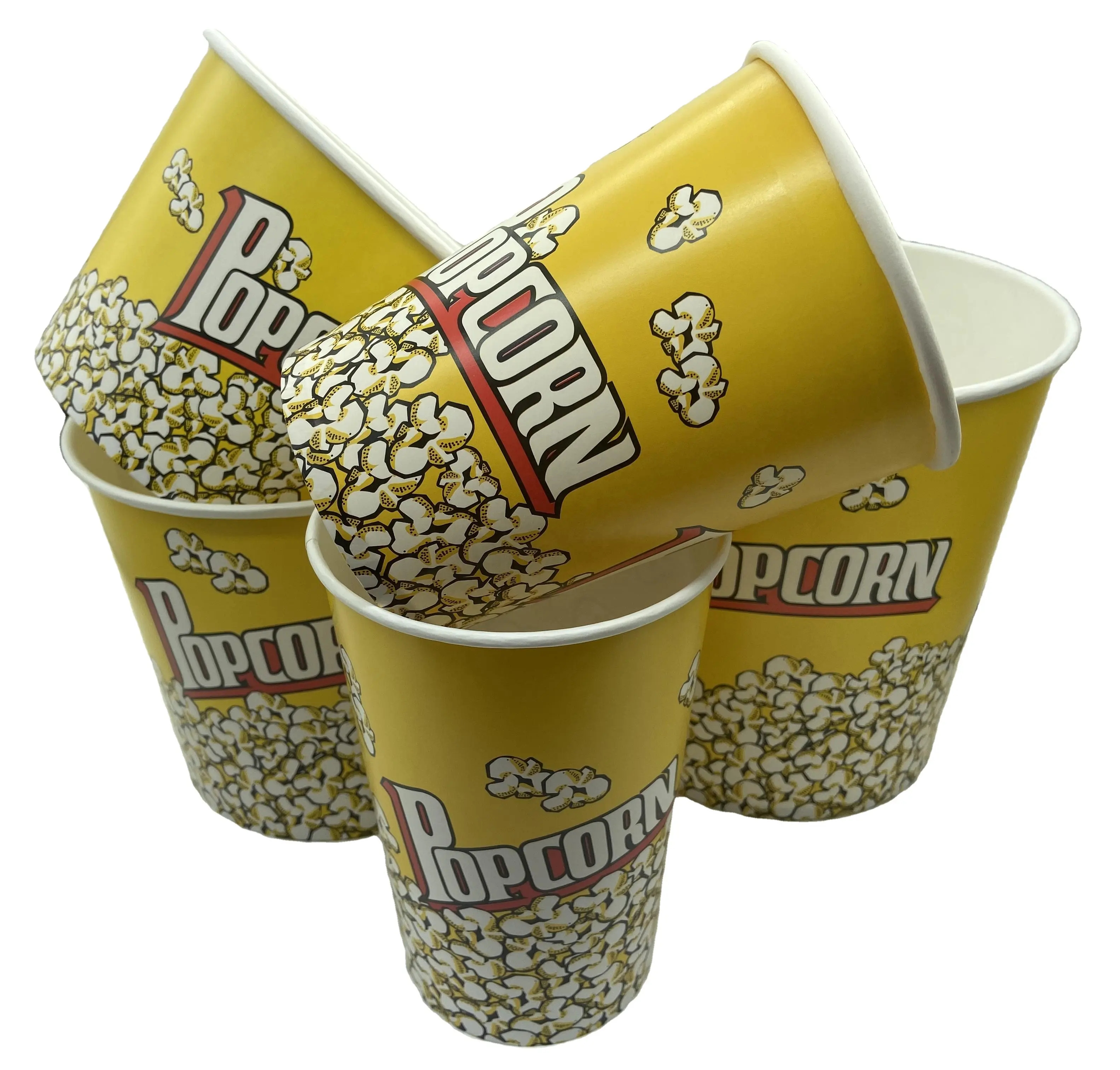 식품 학년 포장 일회용 사용자 정의 로고 인쇄 큰 팝콘 컵 종이 팝콘 양동이