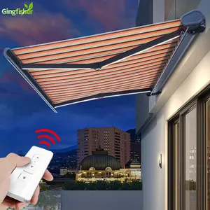 Toldo retráctil motorizado con luces LED para Patio, Cassette de lujo, nuevo diseño de patente