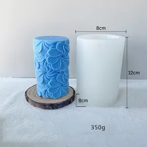 MHC Custom Silicone Candle Molds Moldes De Vela En Silicona Embossed Flower Luxury Pillar Candle Molds Silicone Rubber