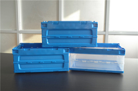 Caisse en plastique transparente rectangulaire pliable empilable recyclable en PP, boîte solide, conteneur de transport et de manutention