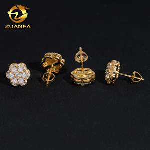 Pendientes Zuanfa Iced Out Cluster Flower Moissanite Oro Plata Hip Hop Joyería de Plata de Ley 925 Envío Rápido Stock Local - Product Image 6