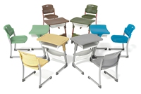 Ensemble chaise et bureau individuels modernes pour collège, réglables en hauteur, couleur personnalisable, durables et écologiques