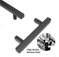 Poignées de tiroir carrées réglables en acier inoxydable noir mat, durables et de style moderne minimaliste, pour commodes de chambre et entrepôts extérieurs