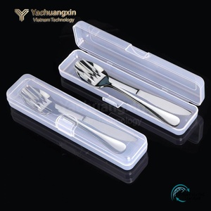 Ensemble d'ustensiles de voyage en acier inoxydable avec étui en plastique transparent, fourchette, cuillère, couteau, vaisselle portable pour usage extérieur - Product Image 5