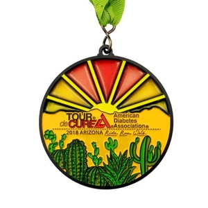 Oneway Factory Wholesale Antique Style Metal Translucent Awards Ultra Running Sports Medal with Custom Marathon Medal <b>Ribbon</b> - Product Image 4