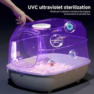 กล่องพลาสติกใส่ทรายแมวขนาดใหญ่ป้องกันน้ำกระเซ็นสำหรับสุนัขและแมวทันสมัย - Product Image 5