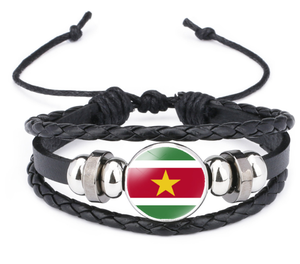 Регулируемый кожаный браслет Стильный южноамериканский Национальный флаг Суринама настраиваемый по длине аксессуар - Product Image 1