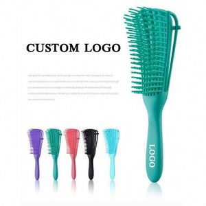 Cepillo para el cabello rizado de plástico con logotipo personalizado, cepillo desenredante con ocho filas y ventilación para mujer, cepillo de masaje - Product Image 1