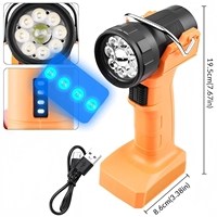Lampe de travail 9 LED 4000 mAh avec charge USB Type-C et crochet rotatif à 90° °   Lampe de poche d'urgence pour réparation automobile