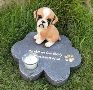 Reçine taş Pet anıt ayakta köpek plak mezar üreticisi