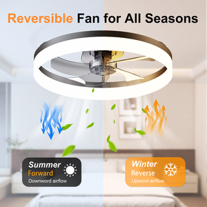 19.7'' LED <b>Ceiling</b> <b>Fan</b> Light with <b>Remote</b> & App <b>Control</b>, 6 Speeds, Dimmable, 3000K-6500K, Flush Mount BLACK Fandelier for Bedroom - Product Image 2