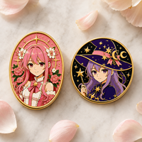 Badge en émail personnalisé, personnage féerique d'anime, plaqué or, circulaire, objet de collection, décoration artistique