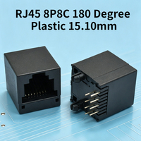 Connecteur RJ45 8P8C à un port de type 52E en plastique noir CAT6 UTP, fiche 8 positions pour câble réseau Ethernet